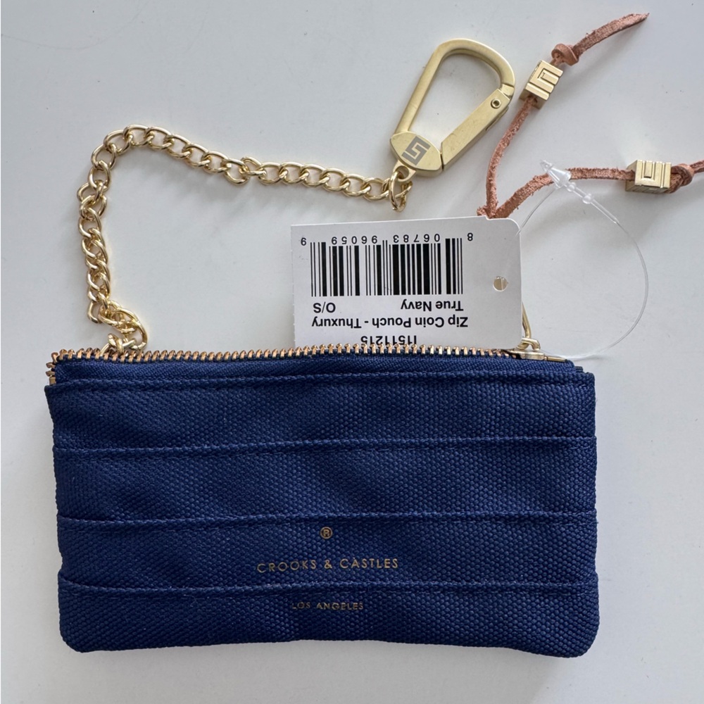 Crooks & Castles Navy Coin Zip Pouch Navy New with a Tag